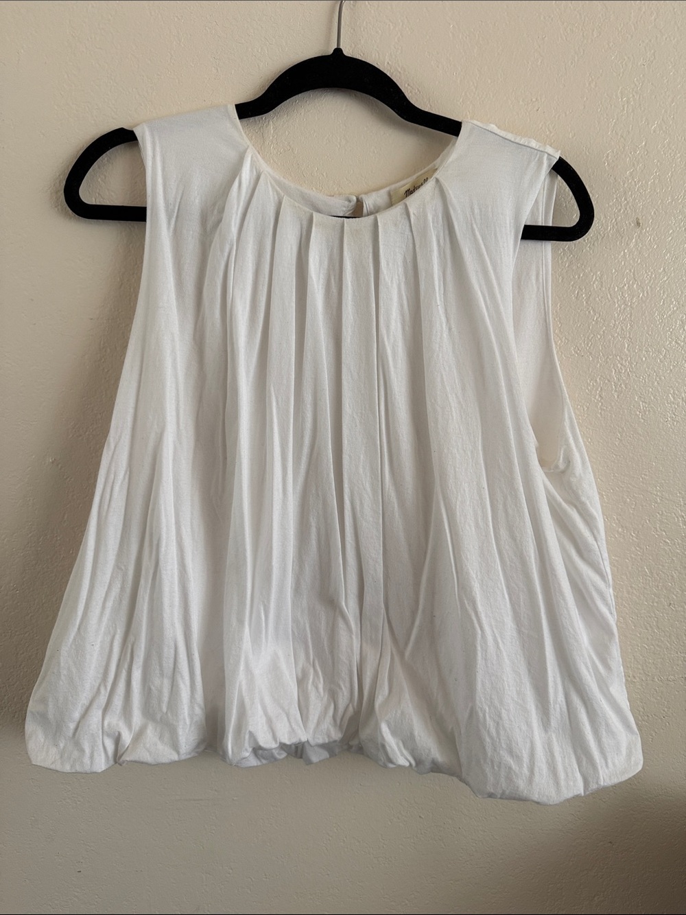 Madewell White Pleated Sleeveless Tee